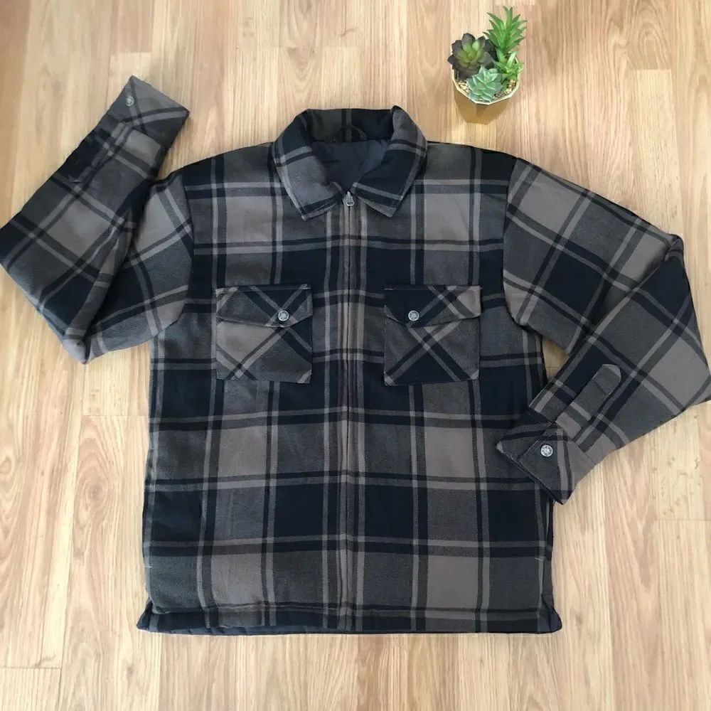 THE NORTH FACE Hyvent Orange/Brown Jacket w/ Brown Plaid Reversible Liner